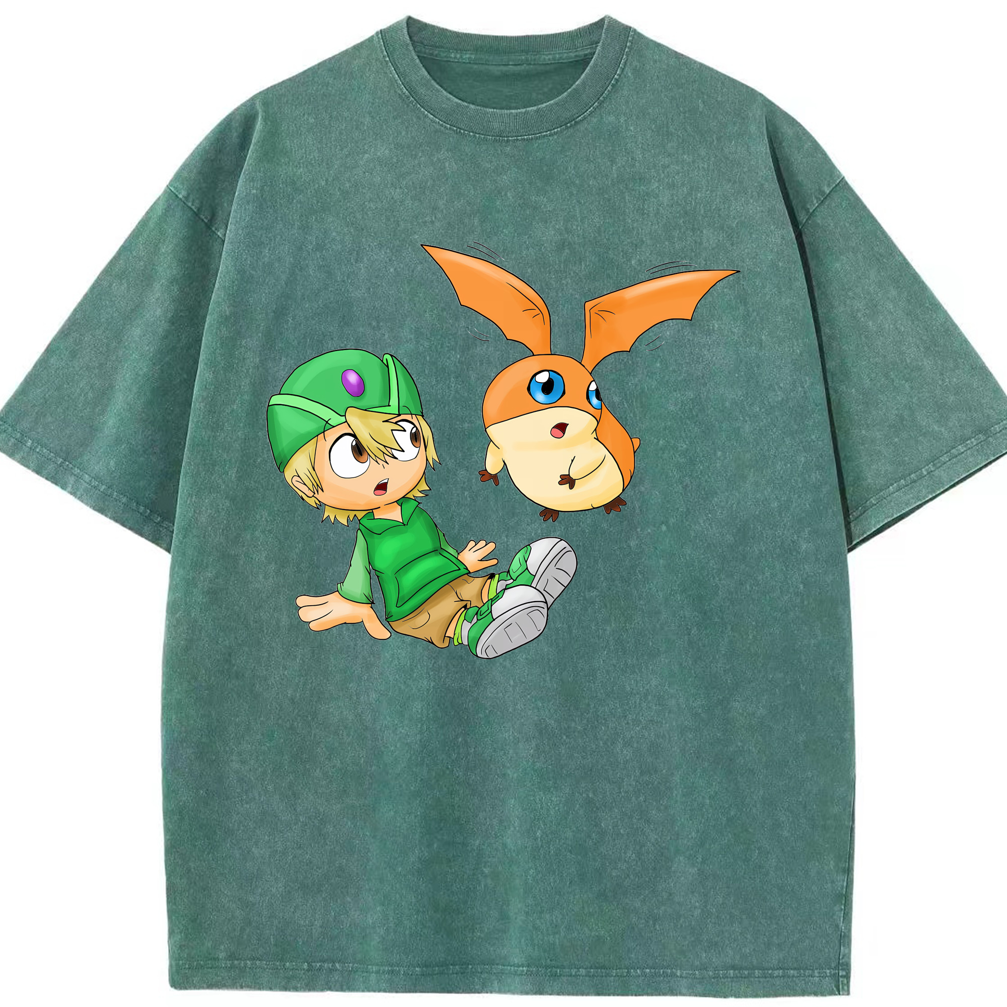 （画像用） Digimon デジタルモンスター/デジモン 綿100% ヴィンテージ風 半袖Tシャツ（フロントプリント）